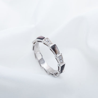 [⭐Spark]SERPENTI RING SILVER  DIAMOND BLACK MOP 3MM
