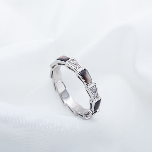 [⭐Spark]SERPENTI RING SILVER  DIAMOND BLACK MOP 3MM