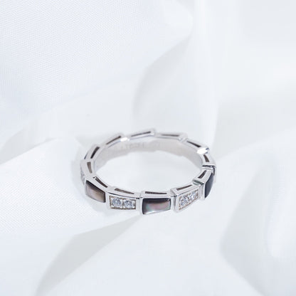 [⭐Spark]SERPENTI RING SILVER  DIAMOND BLACK MOP 3MM