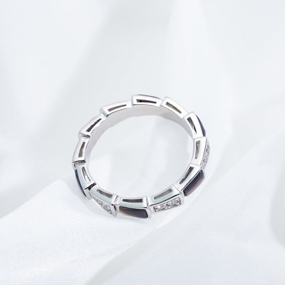 [⭐Spark]SERPENTI RING SILVER  DIAMOND BLACK MOP 3MM