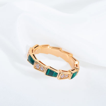 [⭐Spark]SERPENTI RING PINK GOLD MALACHITE DIAMOND 3MM