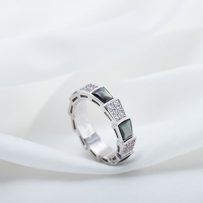 [⭐Spark]SERPENTI RING SILVER DIAMOND BLACK MOP 4MM