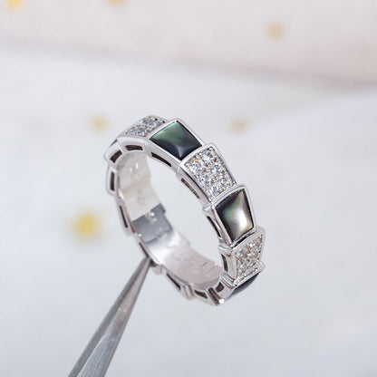 [⭐Spark]SERPENTI RING SILVER DIAMOND BLACK MOP 4MM