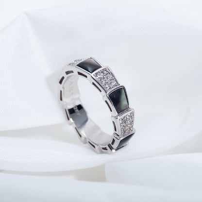 [⭐Spark]SERPENTI RING SILVER DIAMOND BLACK MOP 4MM