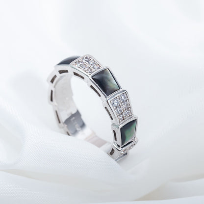 [⭐Spark]SERPENTI RING SILVER DIAMOND BLACK MOP 4MM