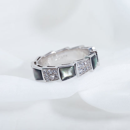 [⭐Spark]SERPENTI RING SILVER DIAMOND BLACK MOP 4MM