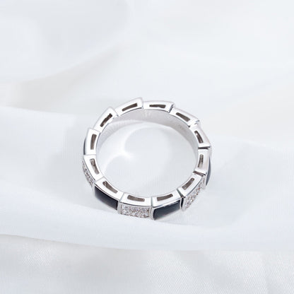 [⭐Spark]SERPENTI RING SILVER DIAMOND BLACK MOP 4MM