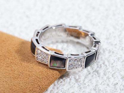 [⭐Spark]SERPENTI RING SILVER DIAMOND BLACK MOP 4MM