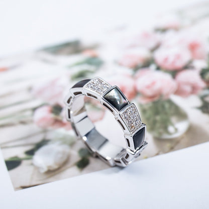 [⭐Spark]SERPENTI RING SILVER DIAMOND BLACK MOP 4MM