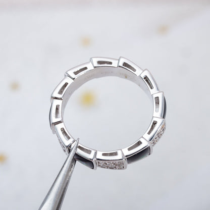 [⭐Spark]SERPENTI RING SILVER DIAMOND BLACK MOP 4MM