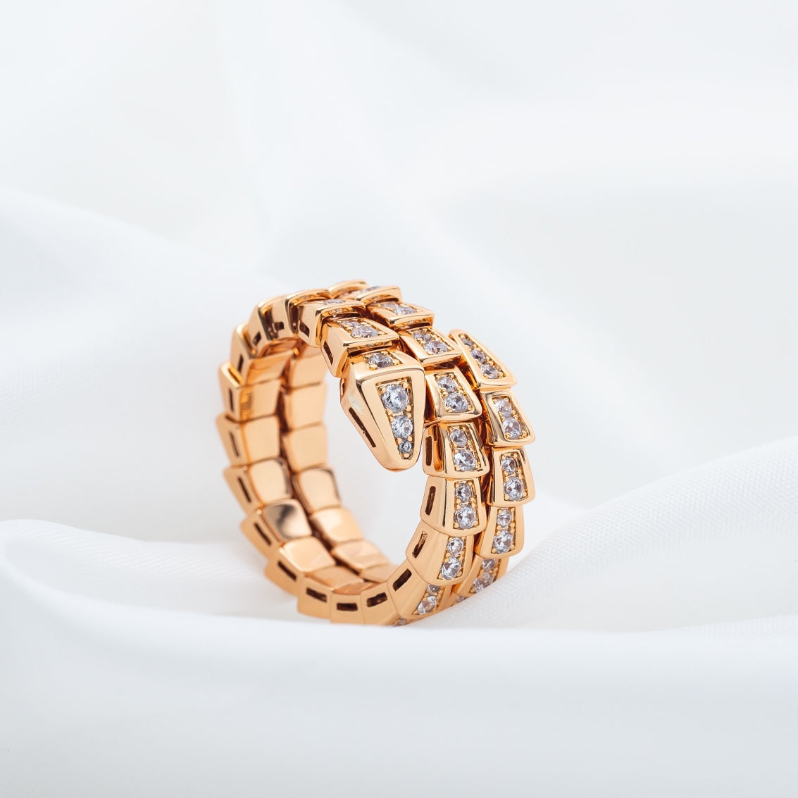 [⭐Spark]SERPENTI RING PINK GOLD DIAMOND DOUBLE ROW