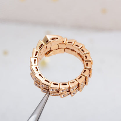 [⭐Spark]SERPENTI RING PINK GOLD DIAMOND DOUBLE ROW