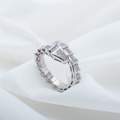 [⭐Spark]SERPENTI RING SILVER DIAMOND PAVED 4MM