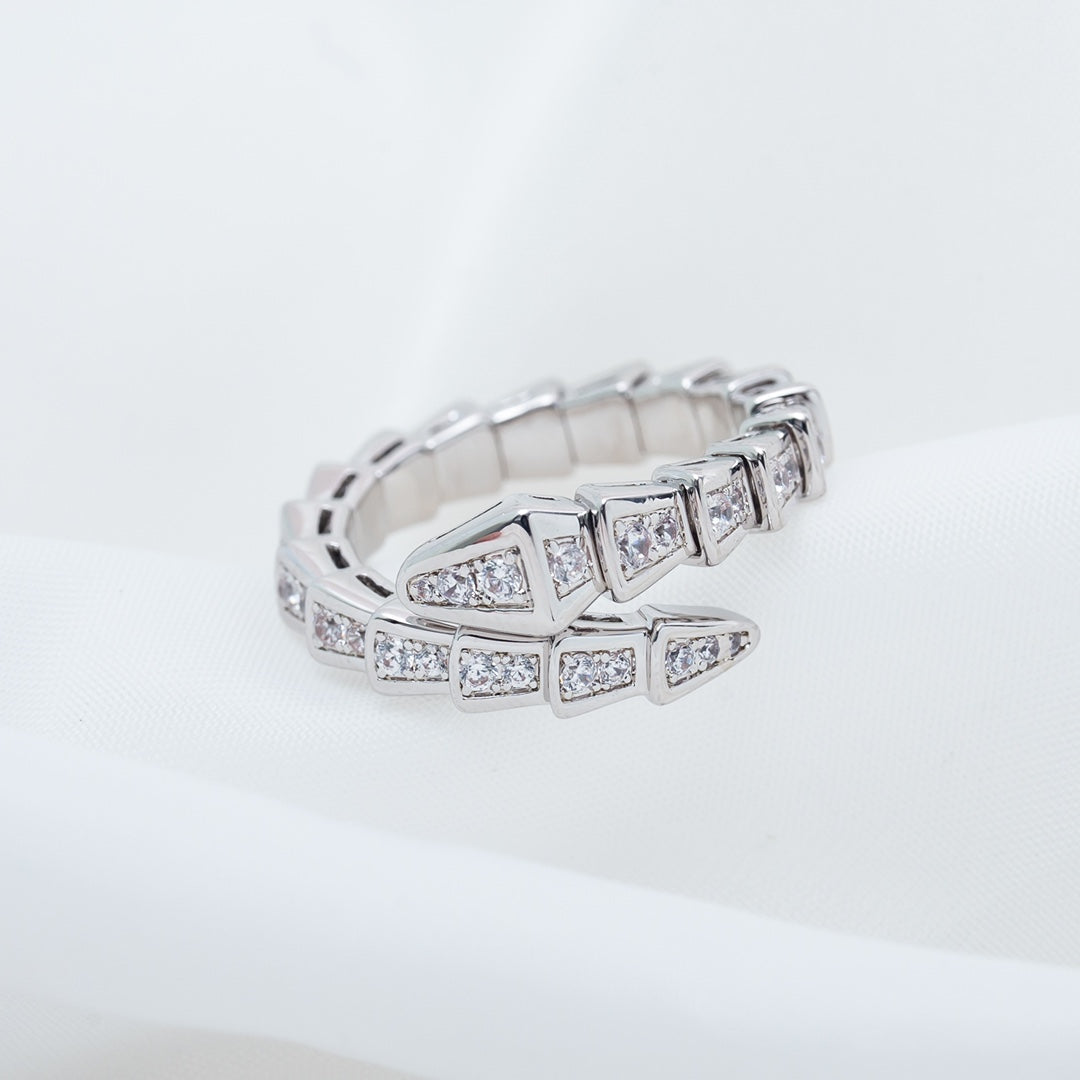 [⭐Spark]SERPENTI RING SILVER DIAMOND PAVED 4MM