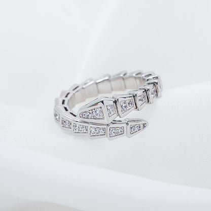 [⭐Spark]SERPENTI RING SILVER DIAMOND PAVED 4MM