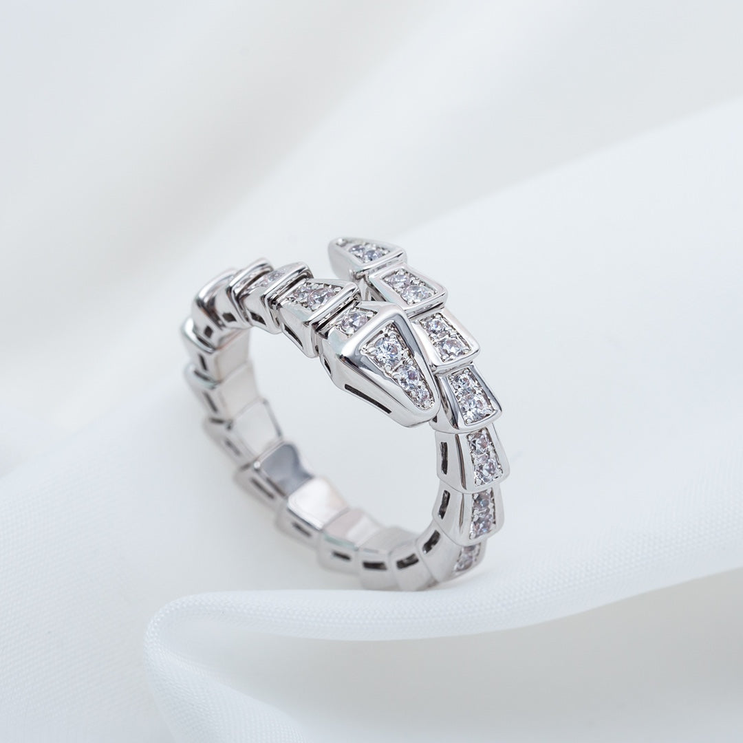 [⭐Spark]SERPENTI RING SILVER DIAMOND PAVED 4MM