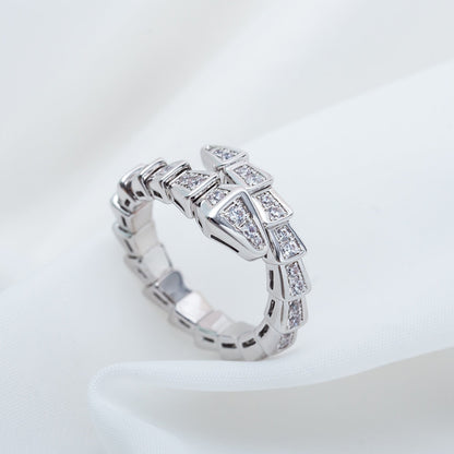 [⭐Spark]SERPENTI RING SILVER DIAMOND PAVED 4MM