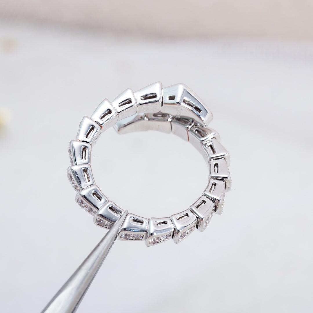 [⭐Spark]SERPENTI RING SILVER DIAMOND PAVED 4MM