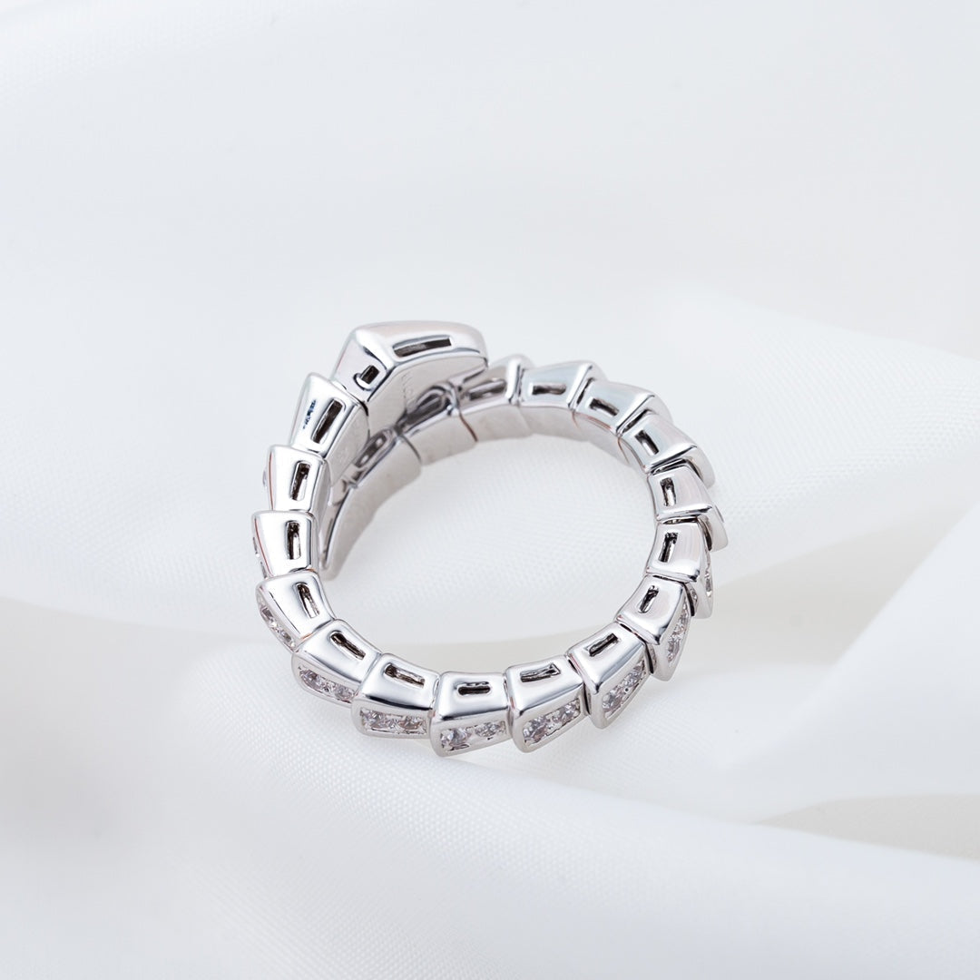 [⭐Spark]SERPENTI RING SILVER DIAMOND PAVED 4MM