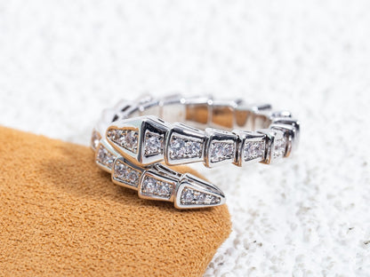[⭐Spark]SERPENTI RING SILVER DIAMOND PAVED 4MM