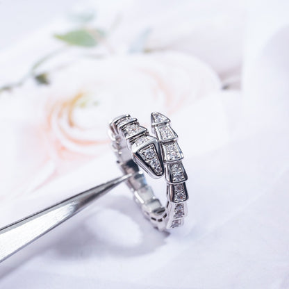 [⭐Spark]SERPENTI RING SILVER DIAMOND PAVED 4MM