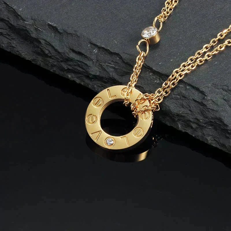 [⭐Spark]LOVE NECKLACE 16MM 2 DIAMONDS