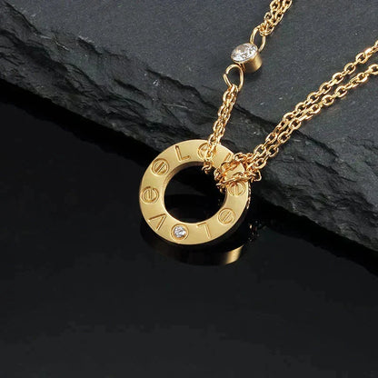[⭐Spark]LOVE NECKLACE 16MM 2 DIAMONDS