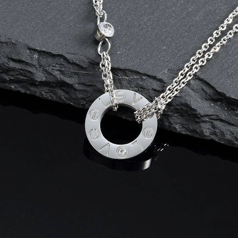 [⭐Spark]LOVE NECKLACE 16MM 2 DIAMONDS