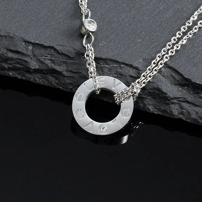 [⭐Spark]LOVE NECKLACE 16MM 2 DIAMONDS