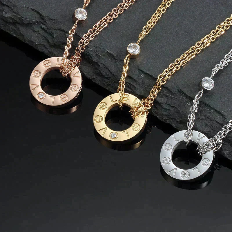 [⭐Spark]LOVE NECKLACE 16MM 2 DIAMONDS