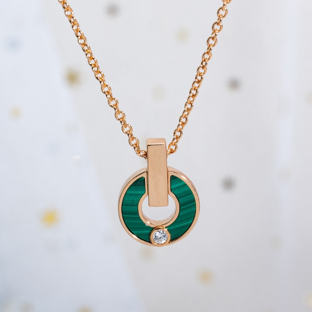 [⭐Spark]GARI NECKLACE PINK GOLD MALACHITE