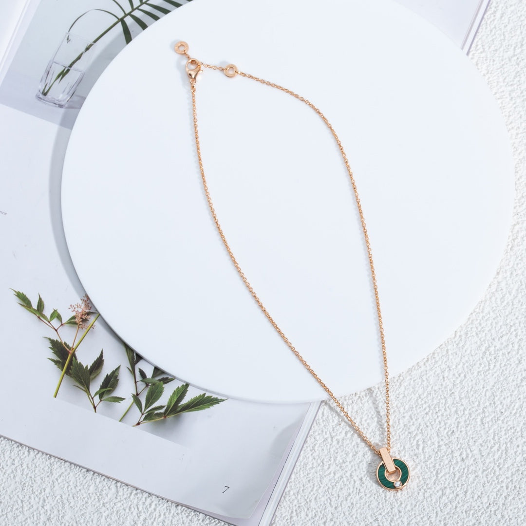 [⭐Spark]GARI NECKLACE PINK GOLD MALACHITE