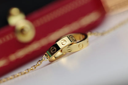 [⭐Spark]LOVE NECKLACE DOUBLE RING GOLD