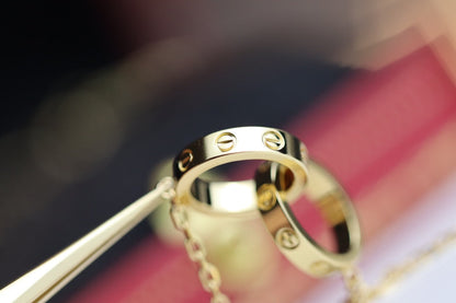 [⭐Spark]LOVE NECKLACE DOUBLE RING GOLD