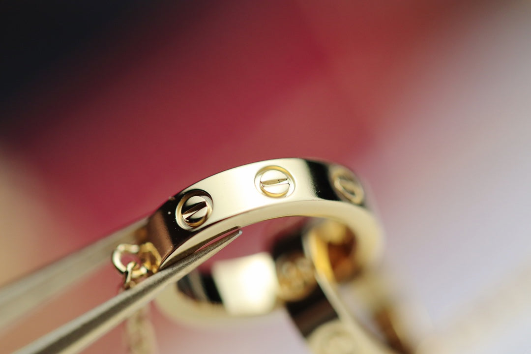 [⭐Spark]LOVE NECKLACE DOUBLE RING GOLD