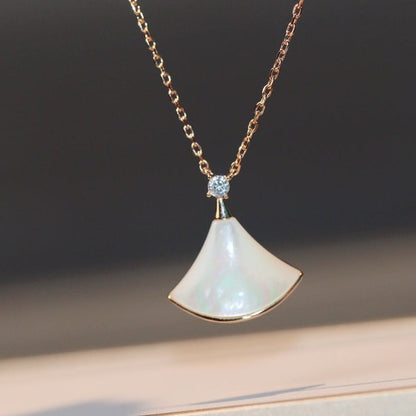 [⭐Spark]DREAM NECKLACE WHITE MOP PINK GOLD 1 DIAMOND