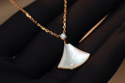 [⭐Spark]DREAM NECKLACE WHITE MOP PINK GOLD 1 DIAMOND