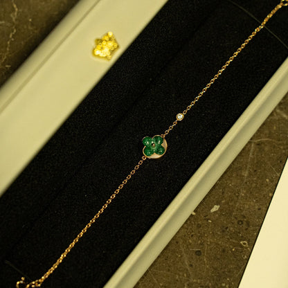 [⭐Spark]SUN MALACHITE 1 DIAMOND PINK GOLD BRACELET