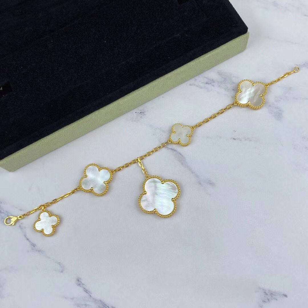 [⭐Spark]MAGIC CLOVER MOP GOLD BRACELET 5 MOTIFS