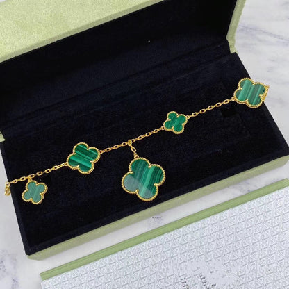 [⭐Spark]MAGIC CLOVER MALACHITE GOLD BRACELET 5 MOTIFS