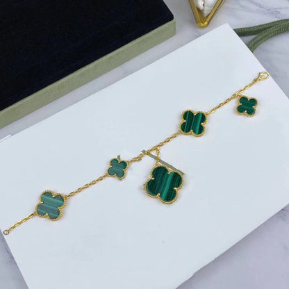 [⭐Spark]MAGIC CLOVER MALACHITE GOLD BRACELET 5 MOTIFS