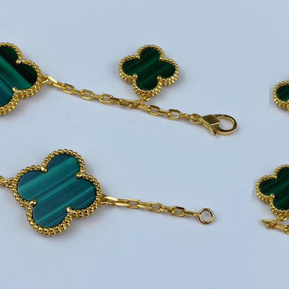 [⭐Spark]MAGIC CLOVER MALACHITE GOLD BRACELET 5 MOTIFS