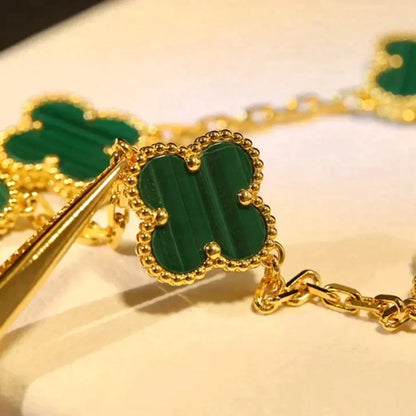 [⭐Spark] CLOVER 5 MOTIF MALACHITE BRACELET COLLECTION