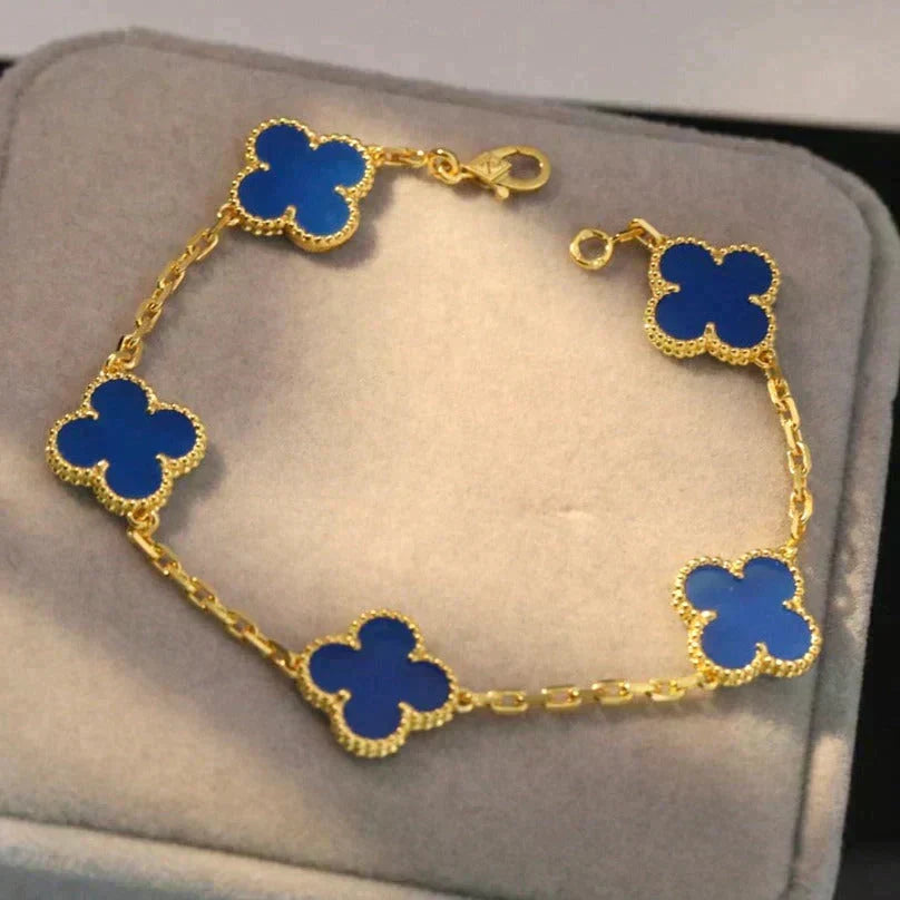 [⭐Spark] CLOVER 5 MOTIF BLUE AGATE BRACELET COLLECTION