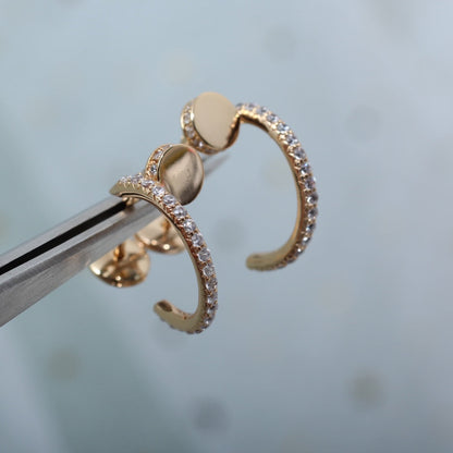 [⭐Spark]JUSTE EARRINGS 12.75MM PINK GOLD DIAMOND