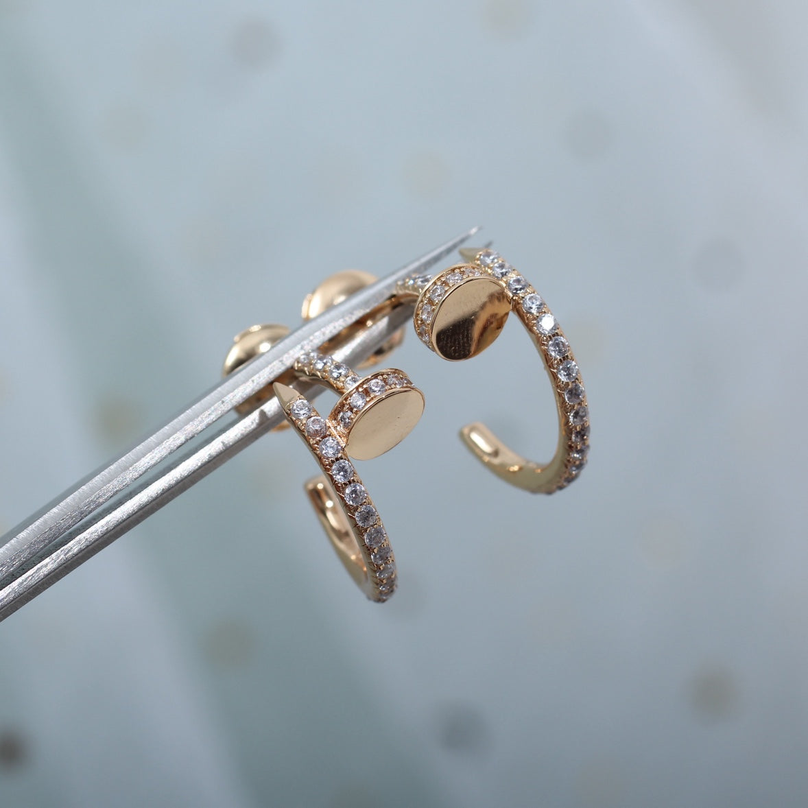 [⭐Spark]JUSTE EARRINGS 12.75MM PINK GOLD DIAMOND