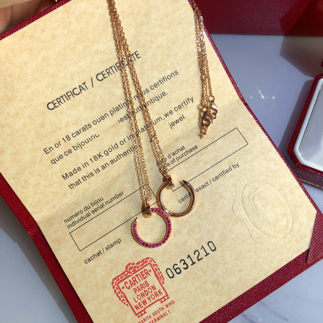 [⭐Spark]JUSTE NECKLACE GOLD RED DIAMONDS