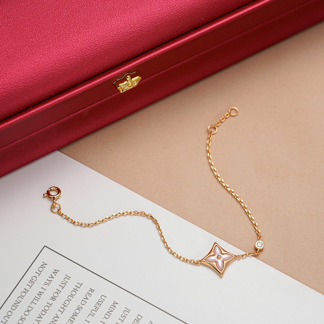 [⭐Spark]STAR 1 DIAMOND PINK GOLD BRACELET