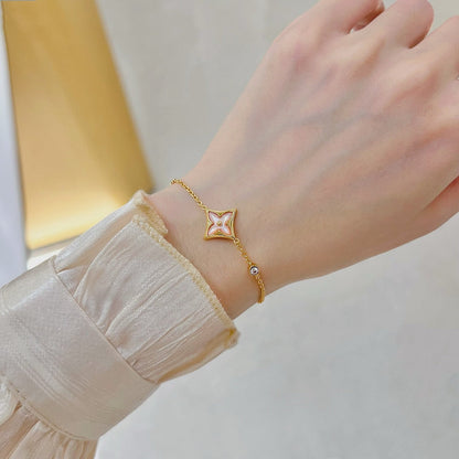 [⭐Spark]STAR 1 DIAMOND PINK GOLD BRACELET