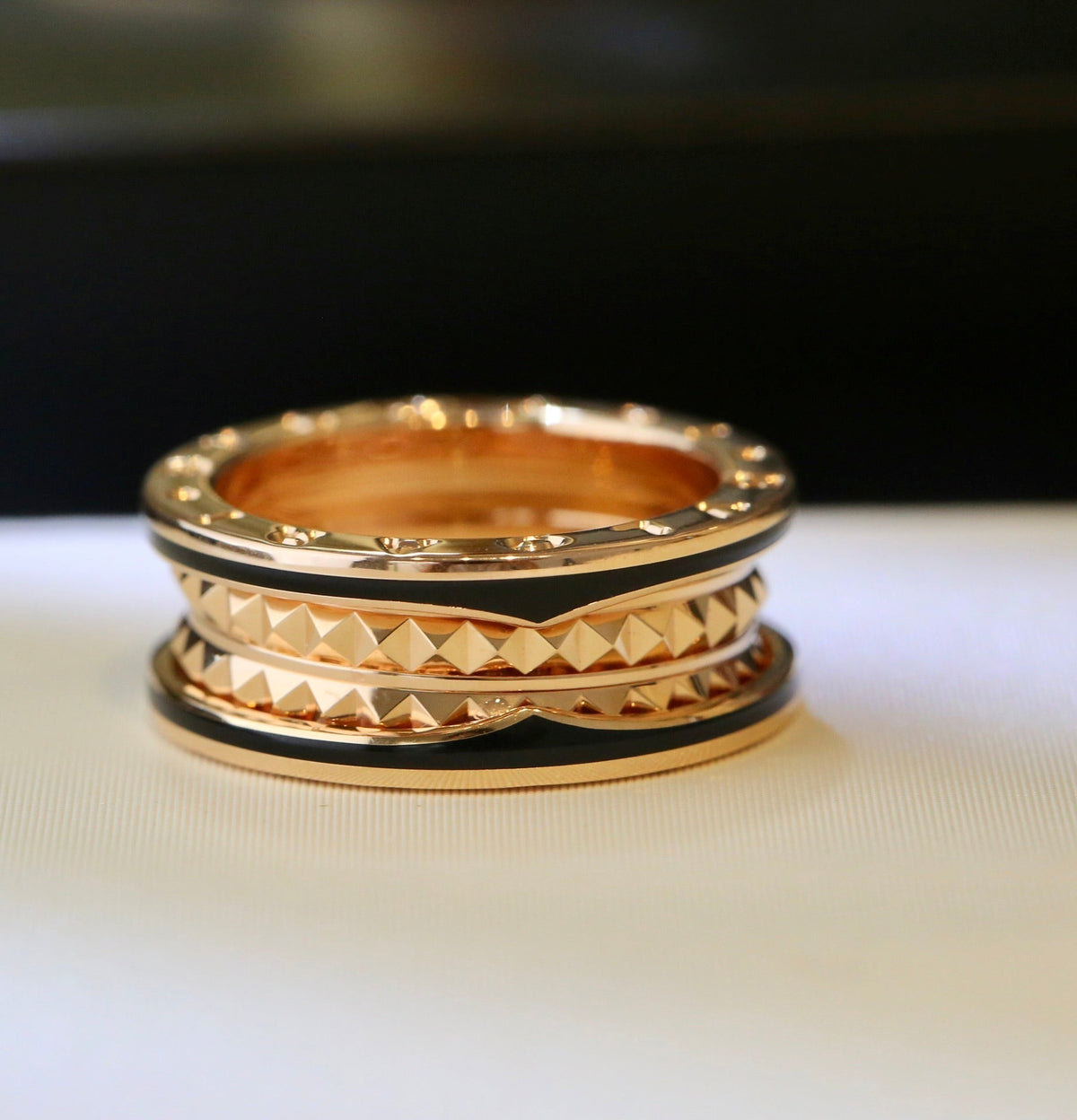 [⭐Spark]ZERO 1 PINK GOLD BLACK CERAMIC RING